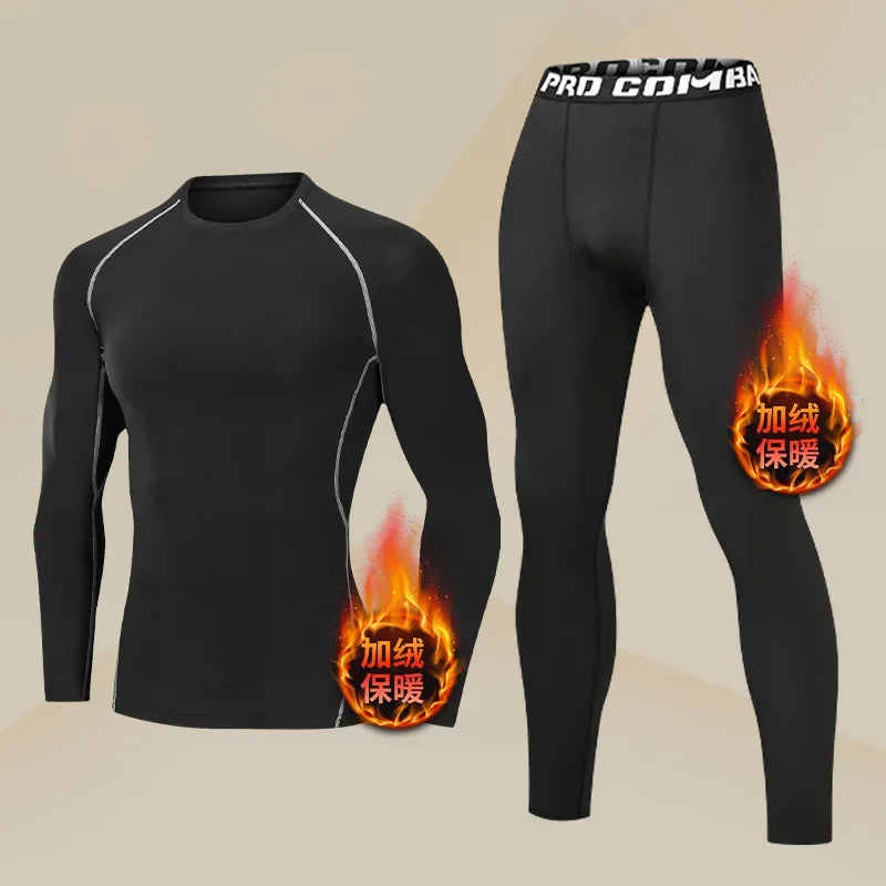 Men Winter Thermal Underwear Warm Pajamas Long Johns Sport First Layer Fleece Panties Lingerie Set Thermos Suit Thermal Clothing