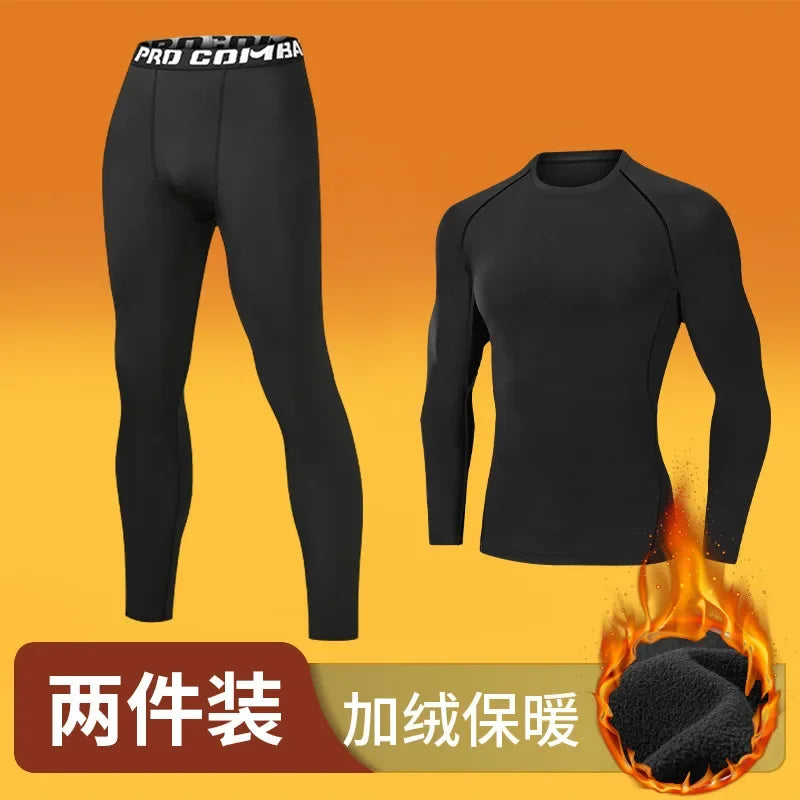 Men Winter Thermal Underwear Warm Pajamas Long Johns Sport First Layer Fleece Panties Lingerie Set Thermos Suit Thermal Clothing
