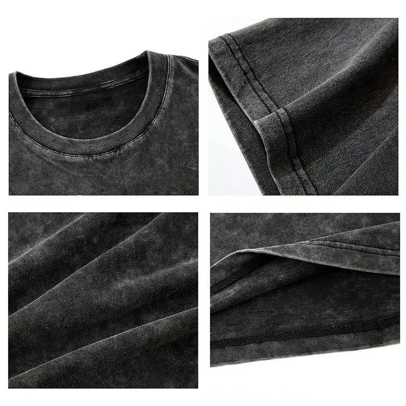 2025 Washed Vintage T-Shirts Street Hip Hop Retro Punk T Shirt women Harajuku Casual Cotton Short Sleeve Acid Wash TShirts tops