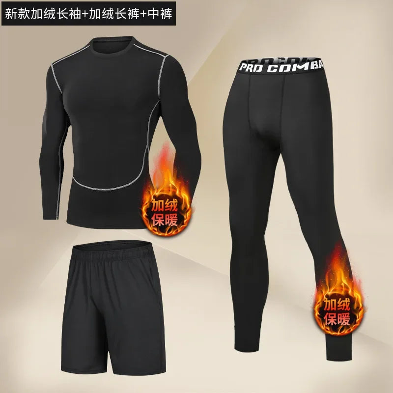 Men Winter Thermal Underwear Warm Pajamas Long Johns Sport First Layer Fleece Panties Lingerie Set Thermos Suit Thermal Clothing